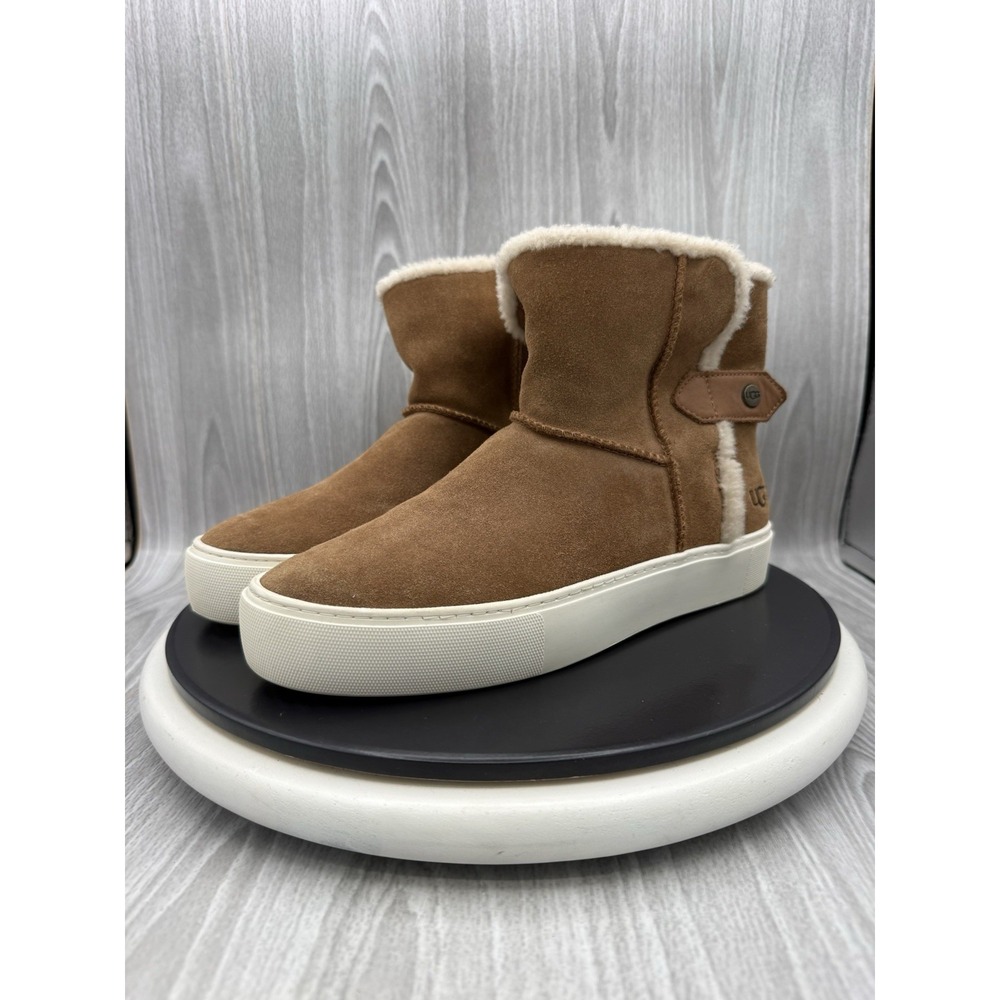 UGG Aika Womens Size 9 Chestnut Brown Shearling Suede Pull On Sneaker Boots